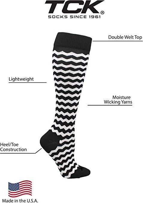 TCK Krazisox Chevron Knee High Socks - Black White - HIT a Double