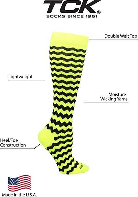 TCK Krazisox Chevron Knee High Socks - Neon Yellow Black - HIT a Double