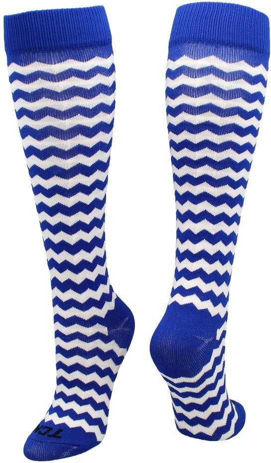 TCK Krazisox Chevron Knee High Socks - Royal White - HIT a Double