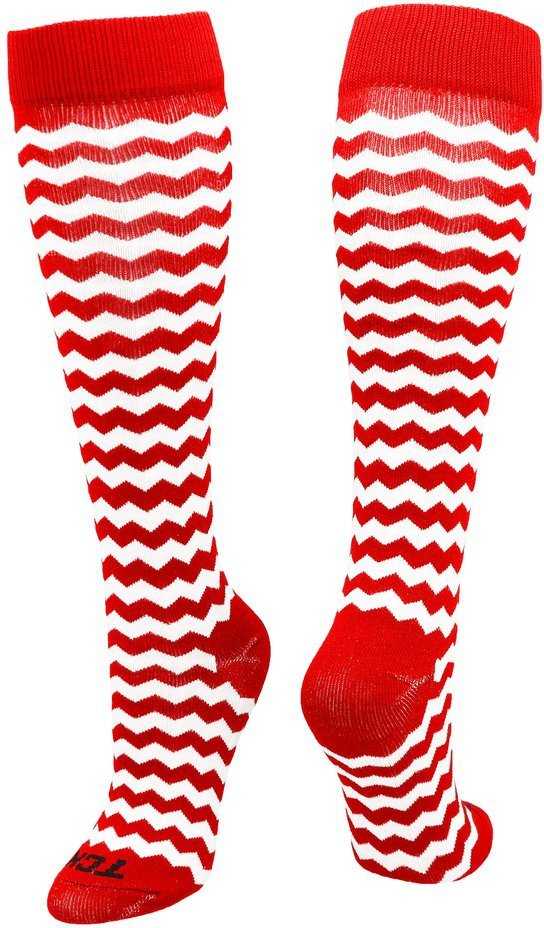 TCK Krazisox Chevron Knee High Socks - Scarlet White - HIT a Double