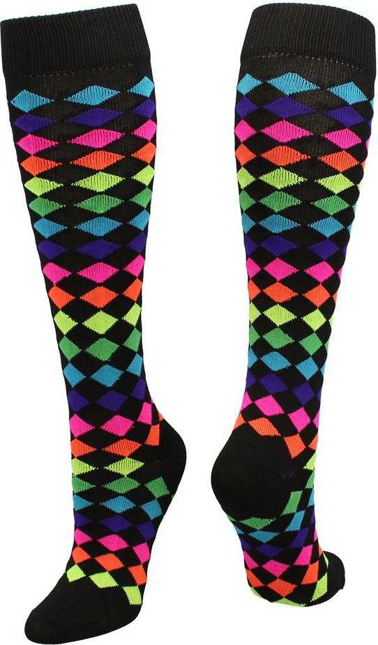 TCK Krazisox Diamonds Knee High Socks - Black - HIT a Double