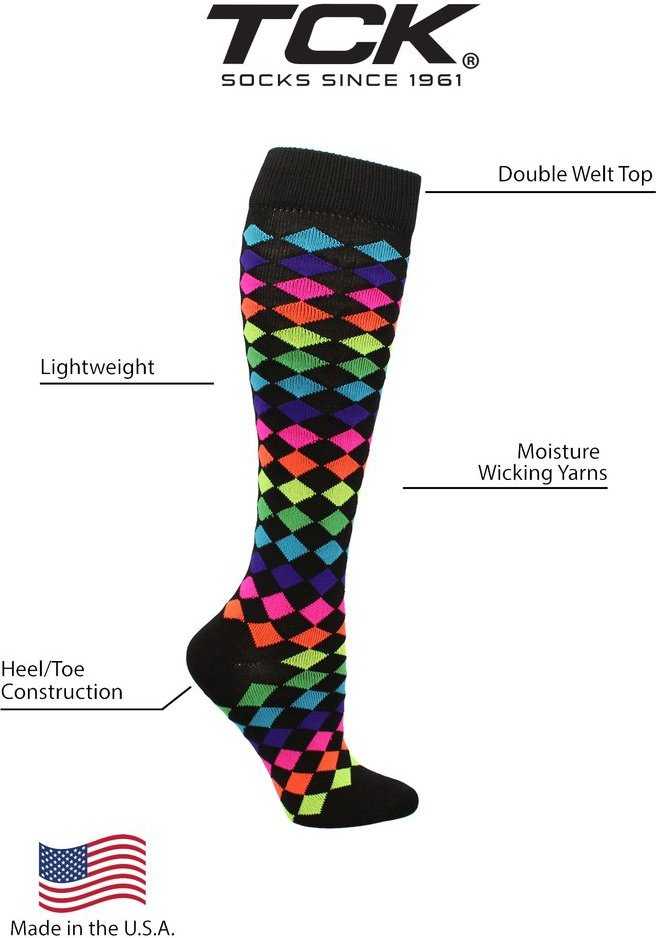 TCK Krazisox Diamonds Knee High Socks - Black - HIT a Double