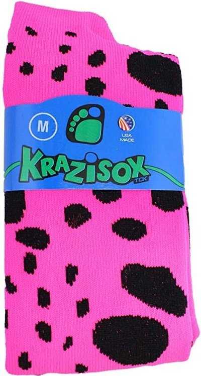 TCK Krazisox Leopard Knee High Socks - Hot Pink Black - HIT a Double