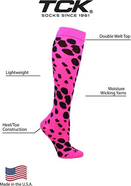 TCK Krazisox Leopard Knee High Socks - Hot Pink Black - HIT a Double
