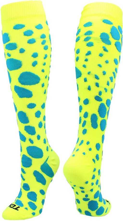 TCK Krazisox Leopard Knee High Socks - Neon Yellow Electric Blue - HIT a Double
