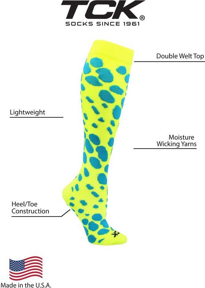 TCK Krazisox Leopard Knee High Socks - Neon Yellow Electric Blue - HIT a Double