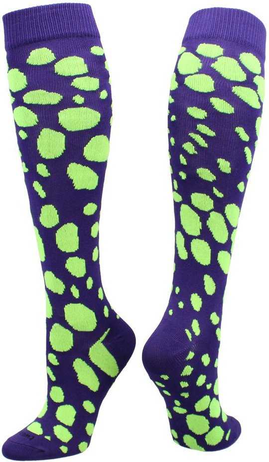 TCK Krazisox Leopard Knee High Socks - Purple Neon Green - HIT a Double