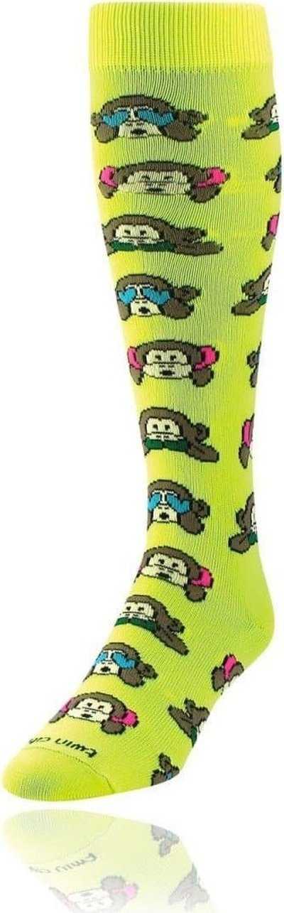 TCK Krazisox Neon Monkeys Knee High Socks - Neon Yellow - HIT a Double