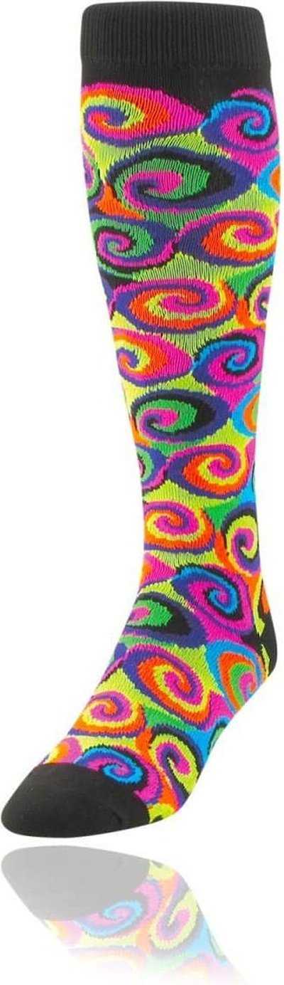 TCK Krazisox Neon Swirls Knee High Socks - Black - HIT a Double