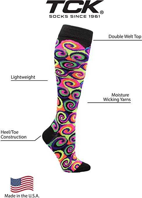 TCK Krazisox Neon Swirls Knee High Socks - Black - HIT a Double