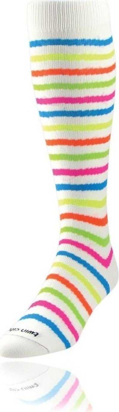 TCK Krazisox Neon Waves Knee High Socks - White - HIT a Double