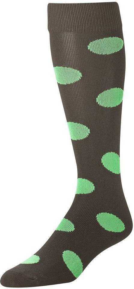 TCK Krazisox Polkadot Knee High Socks - Black Lime - HIT a Double