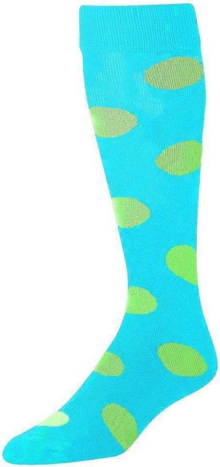 TCK Krazisox Polkadot Knee High Socks - Electric Blue Neon Yellow - HIT a Double