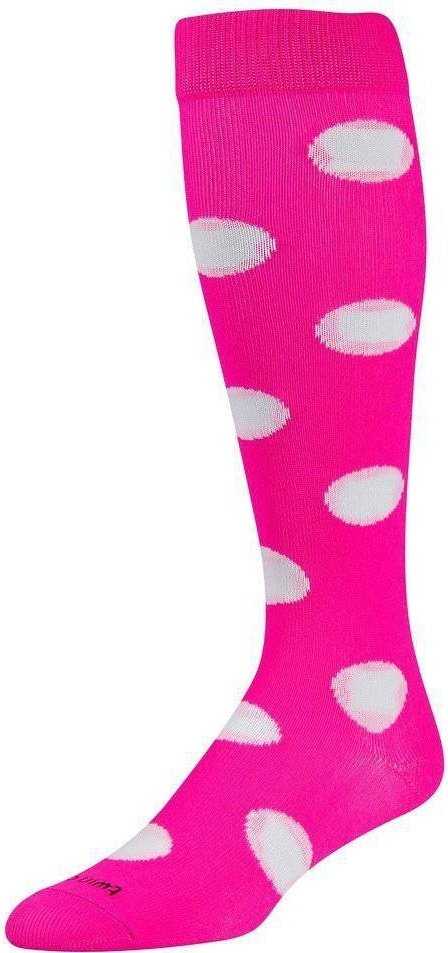 TCK Krazisox Polkadot Knee High Socks - Hot Pink White - HIT a Double
