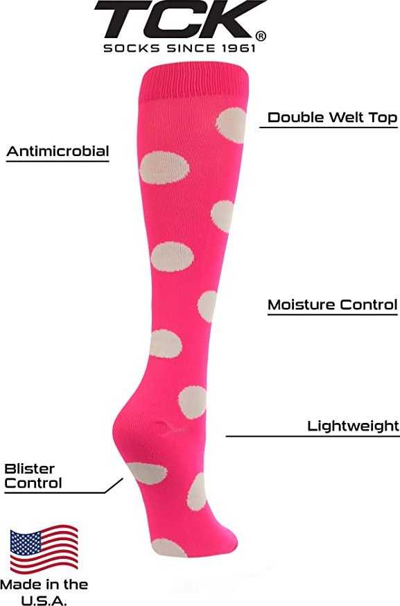 TCK Krazisox Polkadot Knee High Socks - Hot Pink White - HIT a Double