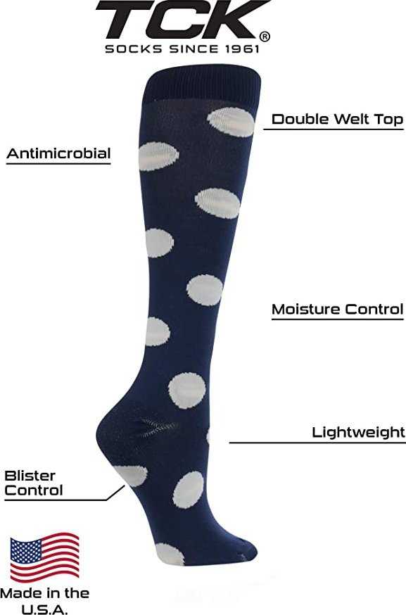 TCK Krazisox Polkadot Knee High Socks - Navy White - HIT a Double