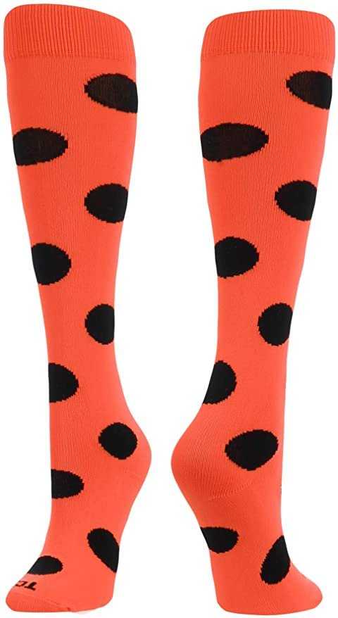 TCK Krazisox Polkadot Knee High Socks - Neon Orange Black - HIT a Double