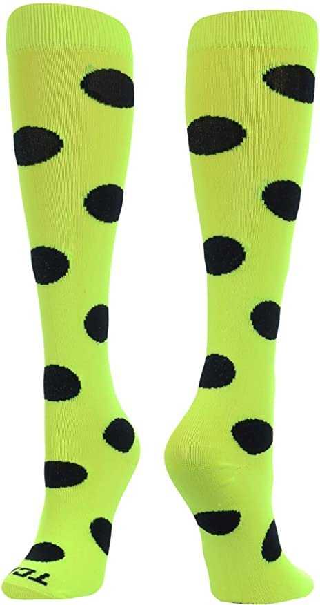 TCK Krazisox Polkadot Knee High Socks - Neon Yellow Black - HIT a Double
