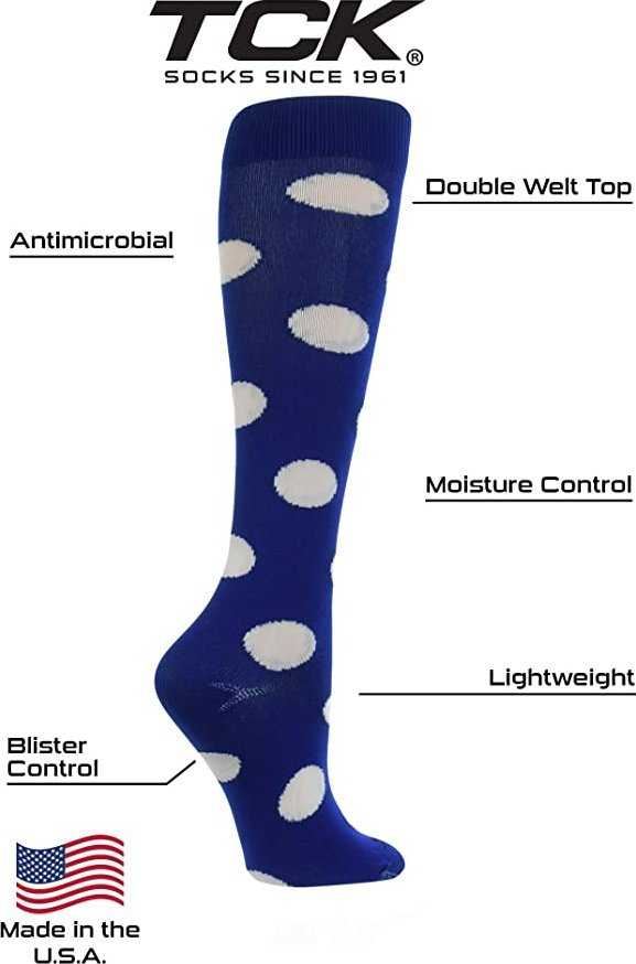 TCK Krazisox Polkadot Knee High Socks - Royal White - HIT a Double