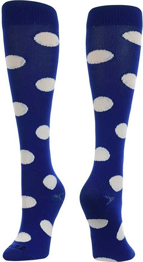 TCK Krazisox Polkadot Knee High Socks - Royal White - HIT a Double