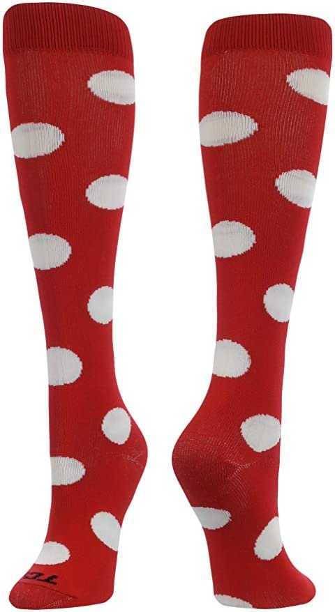 TCK Krazisox Polkadot Knee High Socks - Scarlet White - HIT a Double