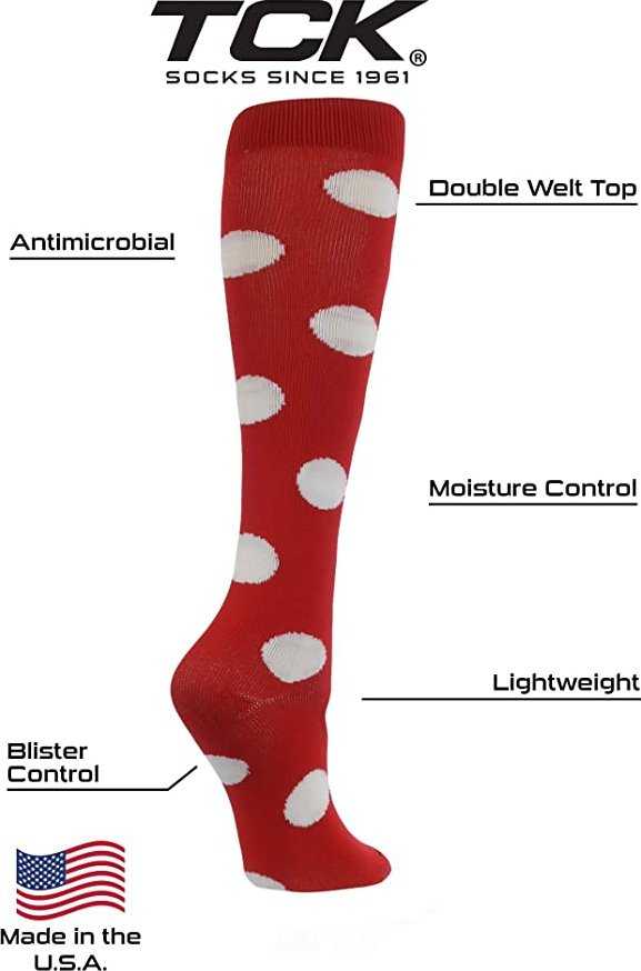 TCK Krazisox Polkadot Knee High Socks - Scarlet White - HIT a Double