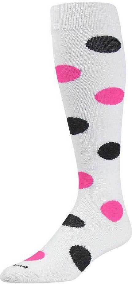 TCK Krazisox Polkadot Knee High Socks - White Hot Pink Black - HIT a Double