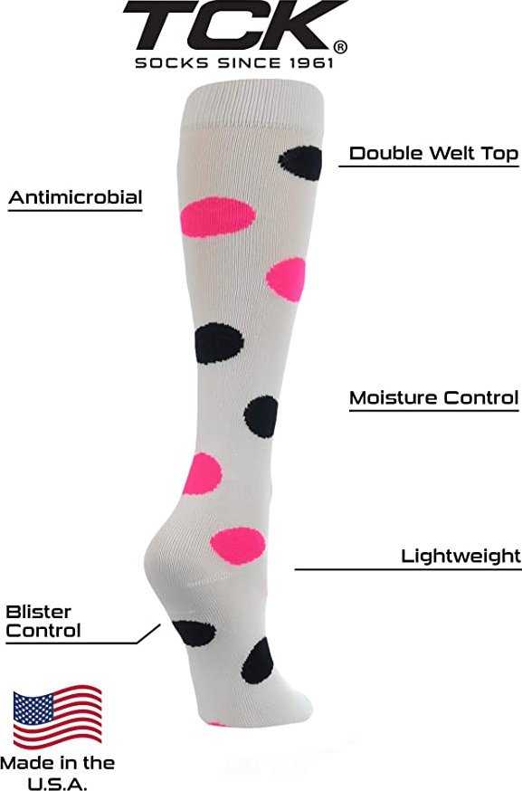 TCK Krazisox Polkadot Knee High Socks - White Hot Pink Black - HIT a Double