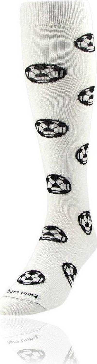 TCK Krazisox Soccer Balls Knee High Socks - White Hot Pink Black - HIT a Double