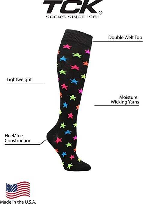 TCK Krazisox Stars Knee High Socks - Black - HIT a Double