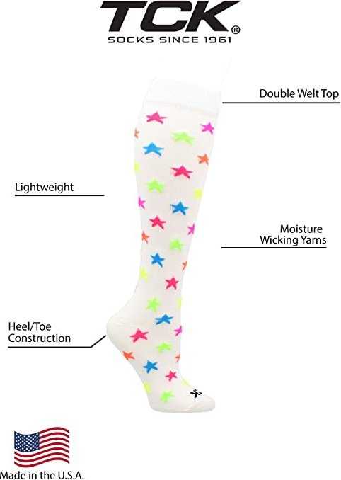 TCK Krazisox Stars Knee High Socks - White - HIT a Double