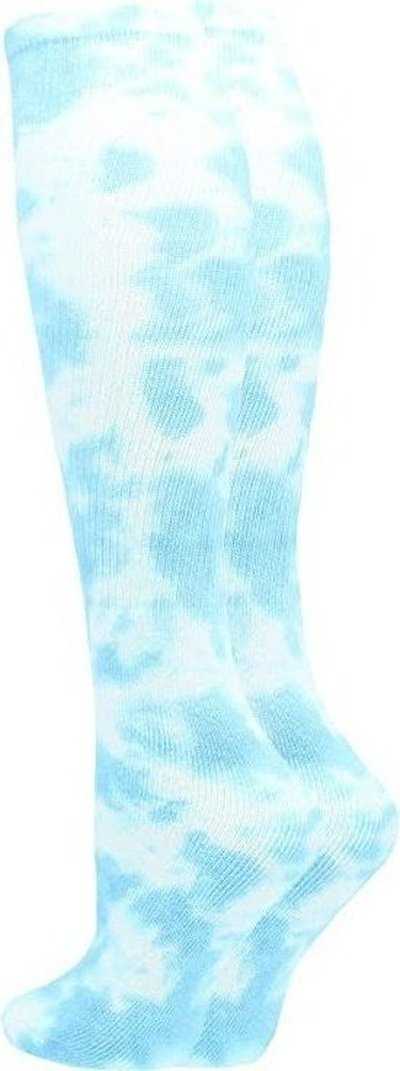 TCK Krazisox Tie Dye Knee High Socks - Columbia Blue White - HIT a Double