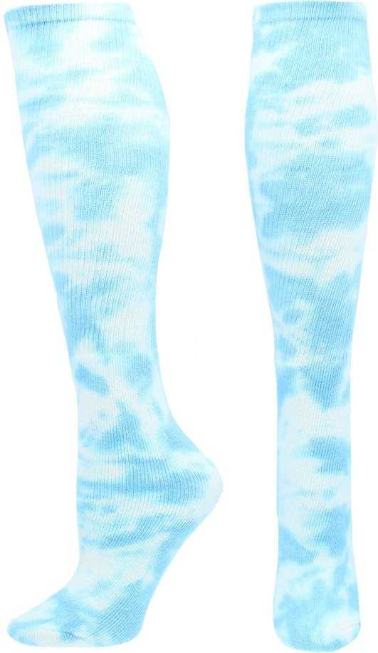 TCK Krazisox Tie Dye Knee High Socks - Columbia Blue White - HIT a Double