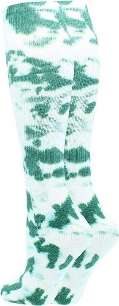 TCK Krazisox Tie Dye Knee High Socks - Dark Green White - HIT a Double