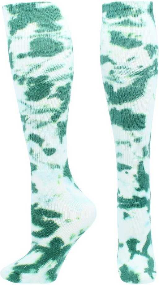 TCK Krazisox Tie Dye Knee High Socks - Dark Green White - HIT a Double