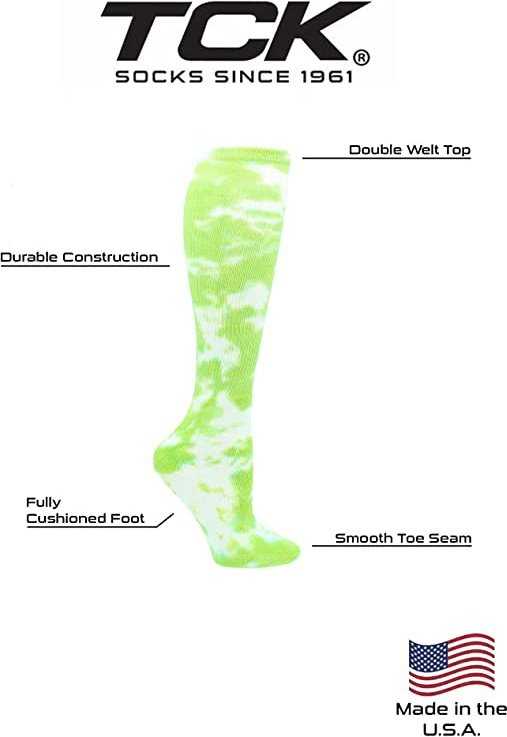TCK Krazisox Tie Dye Knee High Socks - Lime White - HIT a Double