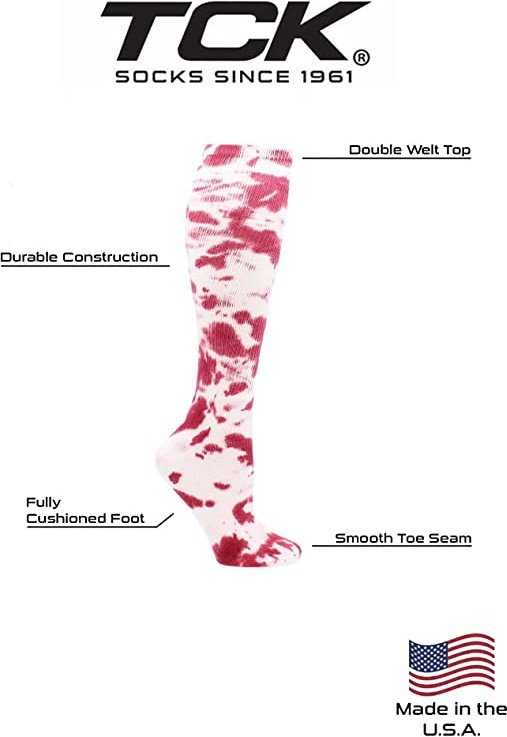 TCK Krazisox Tie Dye Knee High Socks - Maroon White - HIT a Double