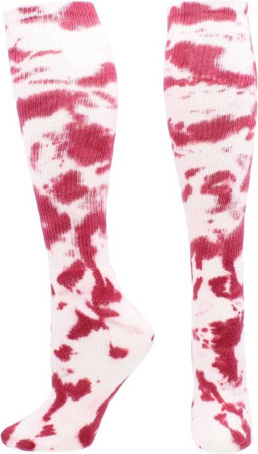 TCK Krazisox Tie Dye Knee High Socks - Maroon White - HIT a Double