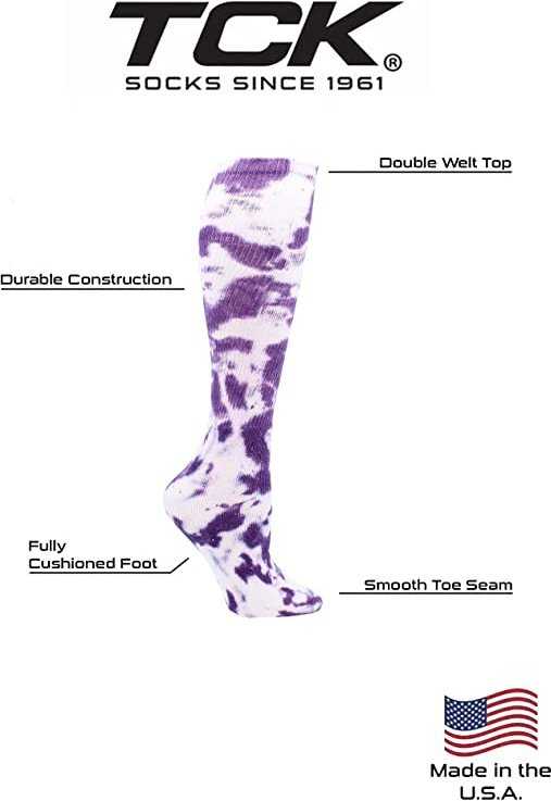 TCK Krazisox Tie Dye Knee High Socks - Purple White - HIT a Double