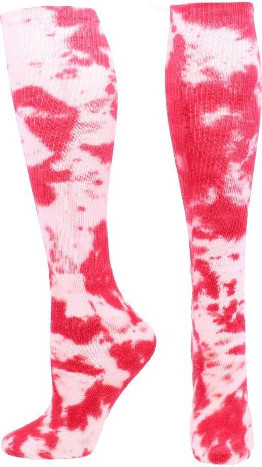 TCK Krazisox Tie Dye Knee High Socks - Scarlet White - HIT a Double