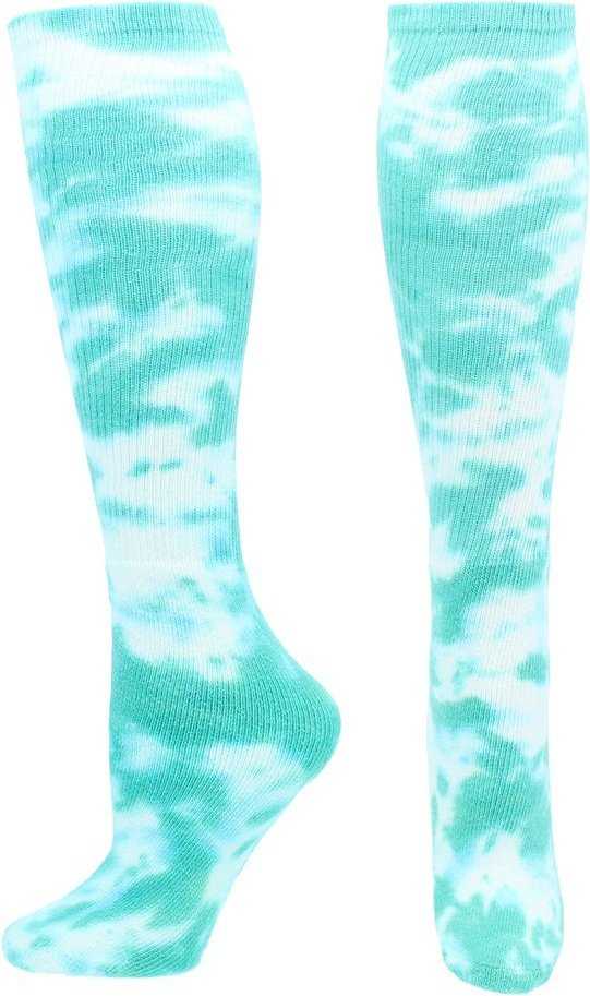 TCK Krazisox Tie Dye Knee High Socks - Teal White - HIT a Double