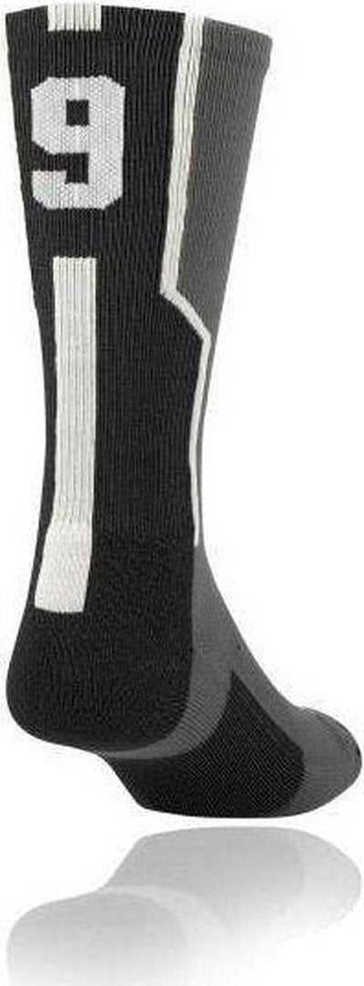 TCK Player ID Number Single Crew Sock (NOT a Pair) - Gray Bk Wh - HIT a Double
