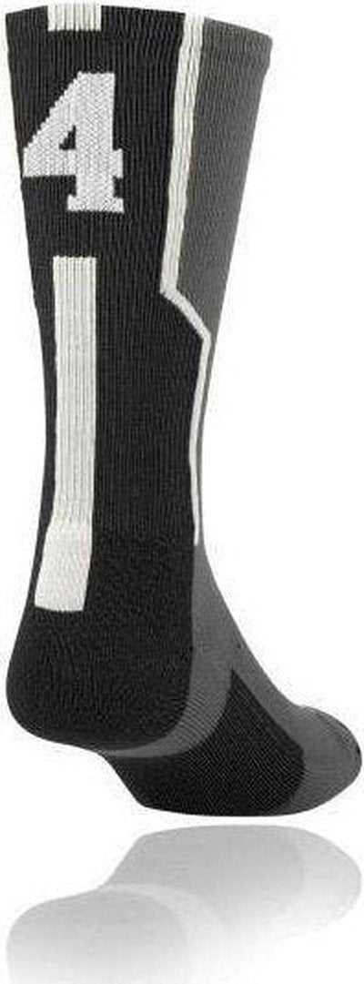 TCK Player ID Number Single Crew Sock (NOT a Pair) - Gray Bk Wh - HIT a Double