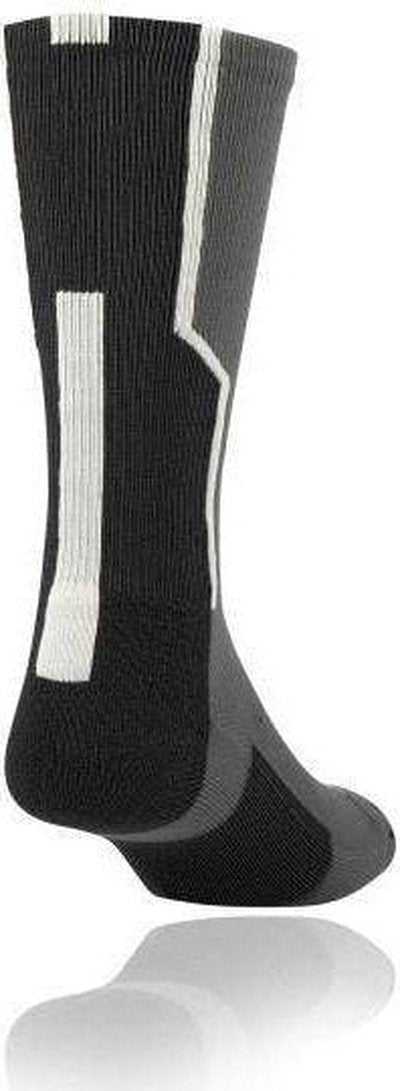 TCK Player ID Number Single Crew Sock (NOT a Pair) - Gray Bk Wh - HIT a Double