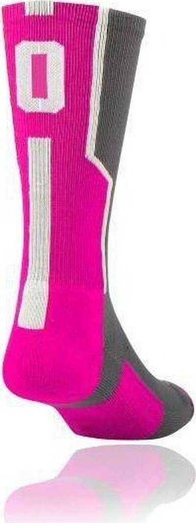 TCK Player ID Number Single Crew Sock (NOT a Pair) - Gray Hot Pk Wh - HIT a Double