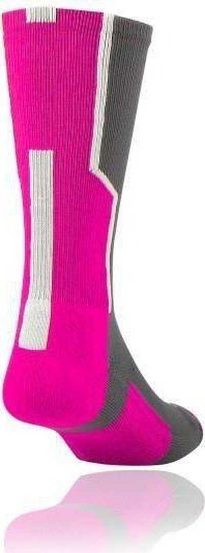 TCK Player ID Number Single Crew Sock (NOT a Pair) - Gray Hot Pk Wh - HIT a Double