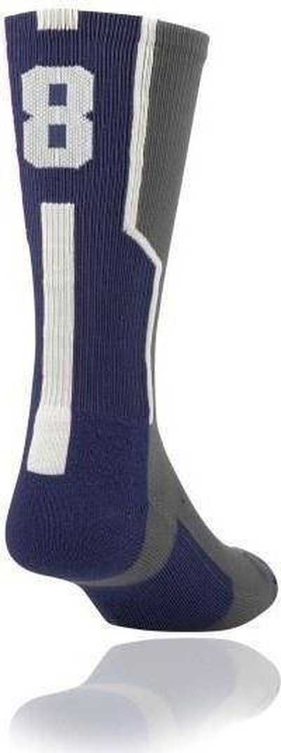 TCK Player ID Number Single Crew Sock (NOT a Pair) - Gray Ny Wh - HIT a Double