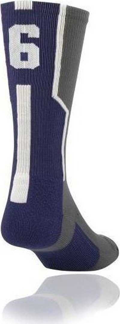 TCK Player ID Number Single Crew Sock (NOT a Pair) - Gray Ny Wh - HIT a Double