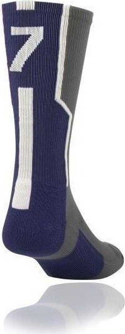 TCK Player ID Number Single Crew Sock (NOT a Pair) - Gray Ny Wh - HIT a Double