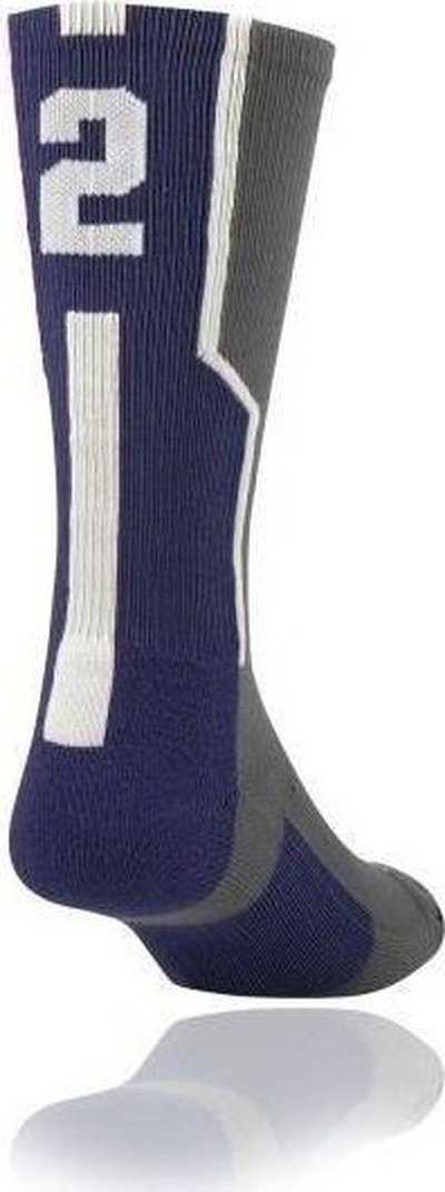 TCK Player ID Number Single Crew Sock (NOT a Pair) - Gray Ny Wh - HIT a Double
